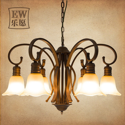 乐愿 美式乡村铁艺餐卧室欧式客厅灯饰 简欧古典复古灯具吸顶吊灯 6头朝下 乐愿吊灯HMWTY【价格 图片 品牌 报价】-苏宁易购